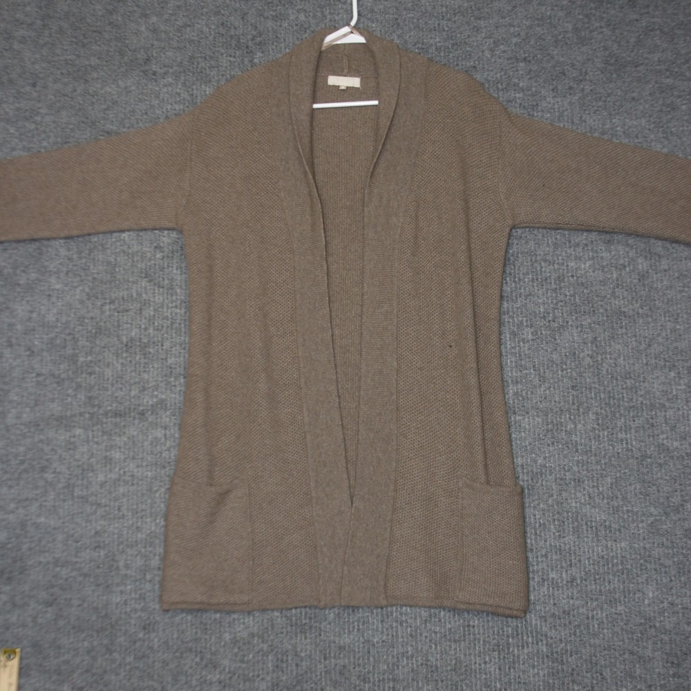 Benedetta B Cardigan Sweater Women M Brown Merino Wool Cashmere Open Front Shawl